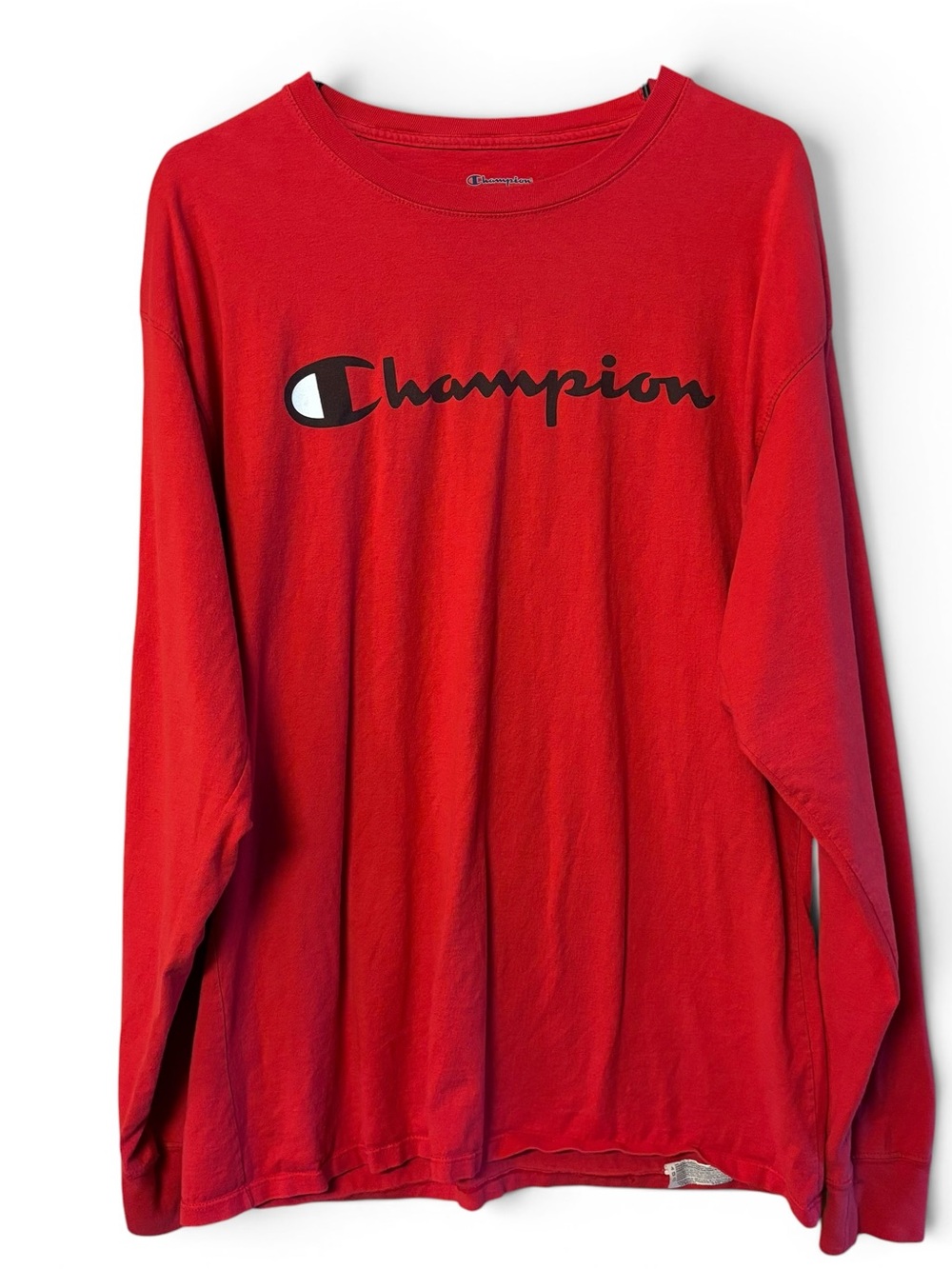 Champion Script Logo Long Sleeve Shirt Red XL Streetwear